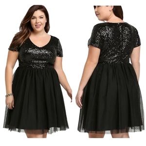 Torrid Black Sequin and Tulle Party Dress